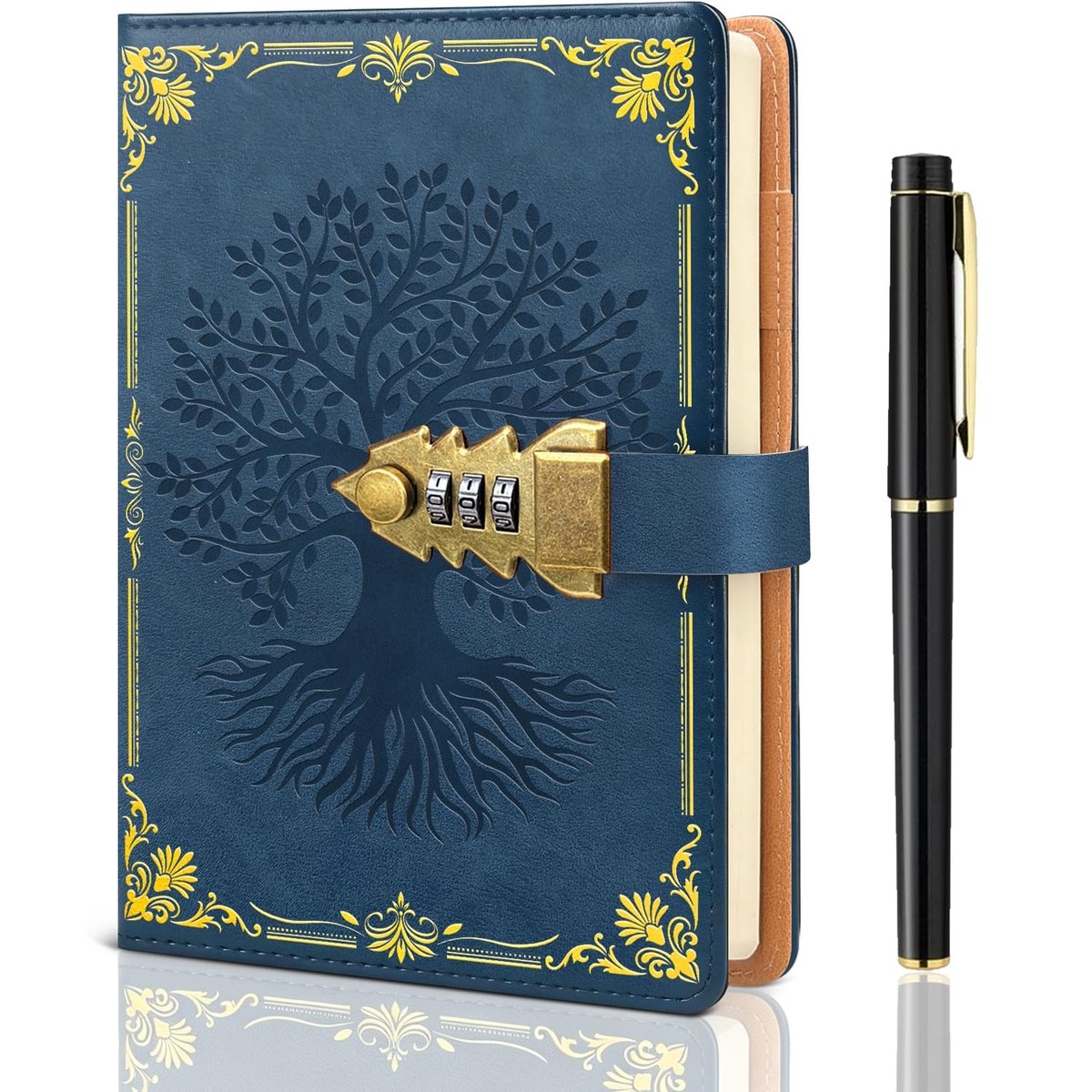 Solidchoice - Vintage Dagboek met Slot en Pen, A5 Notitieboek Herbruikbaar