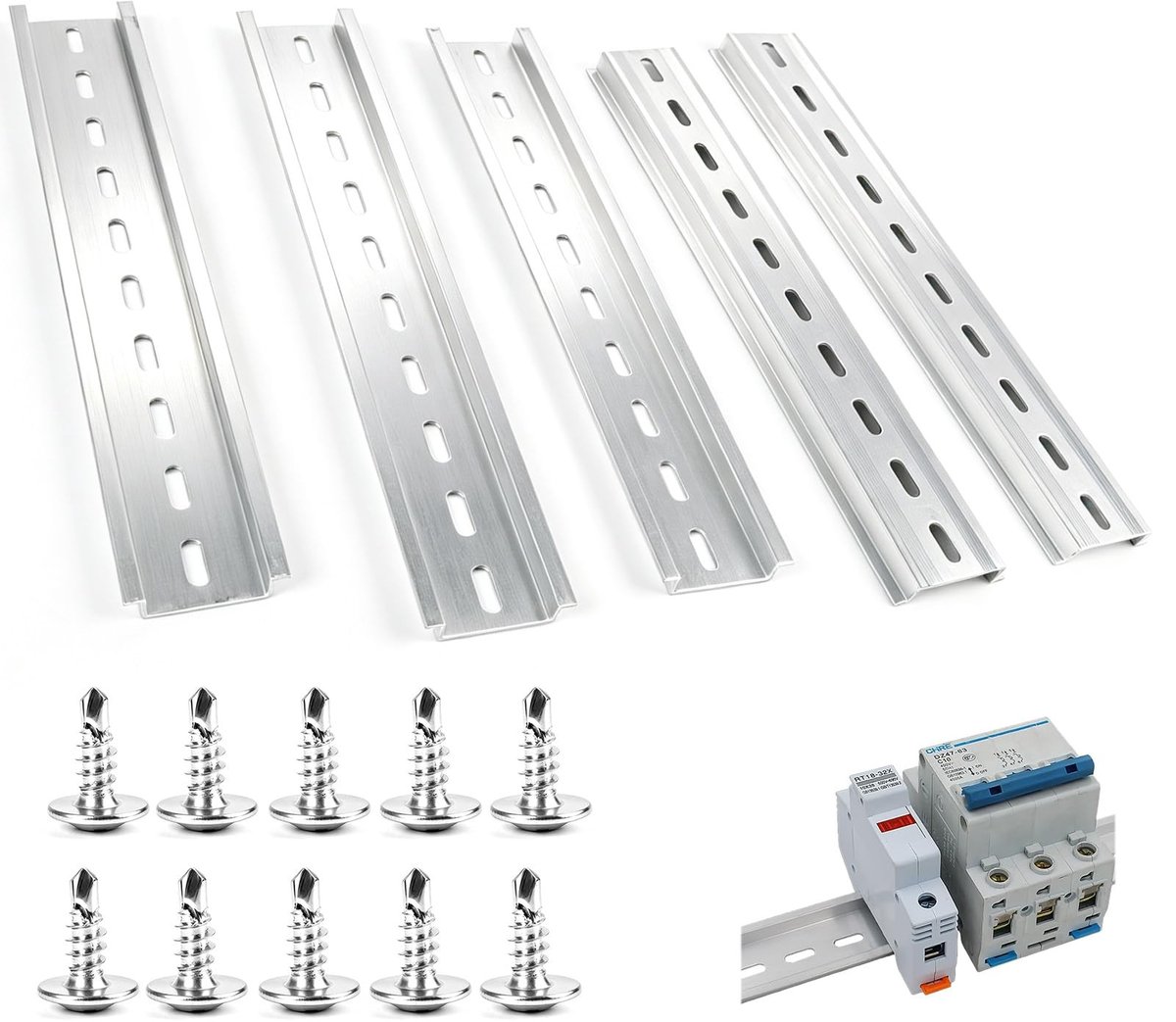Solidchoice - Set van 5 Aluminium DIN-Rails 35 mm