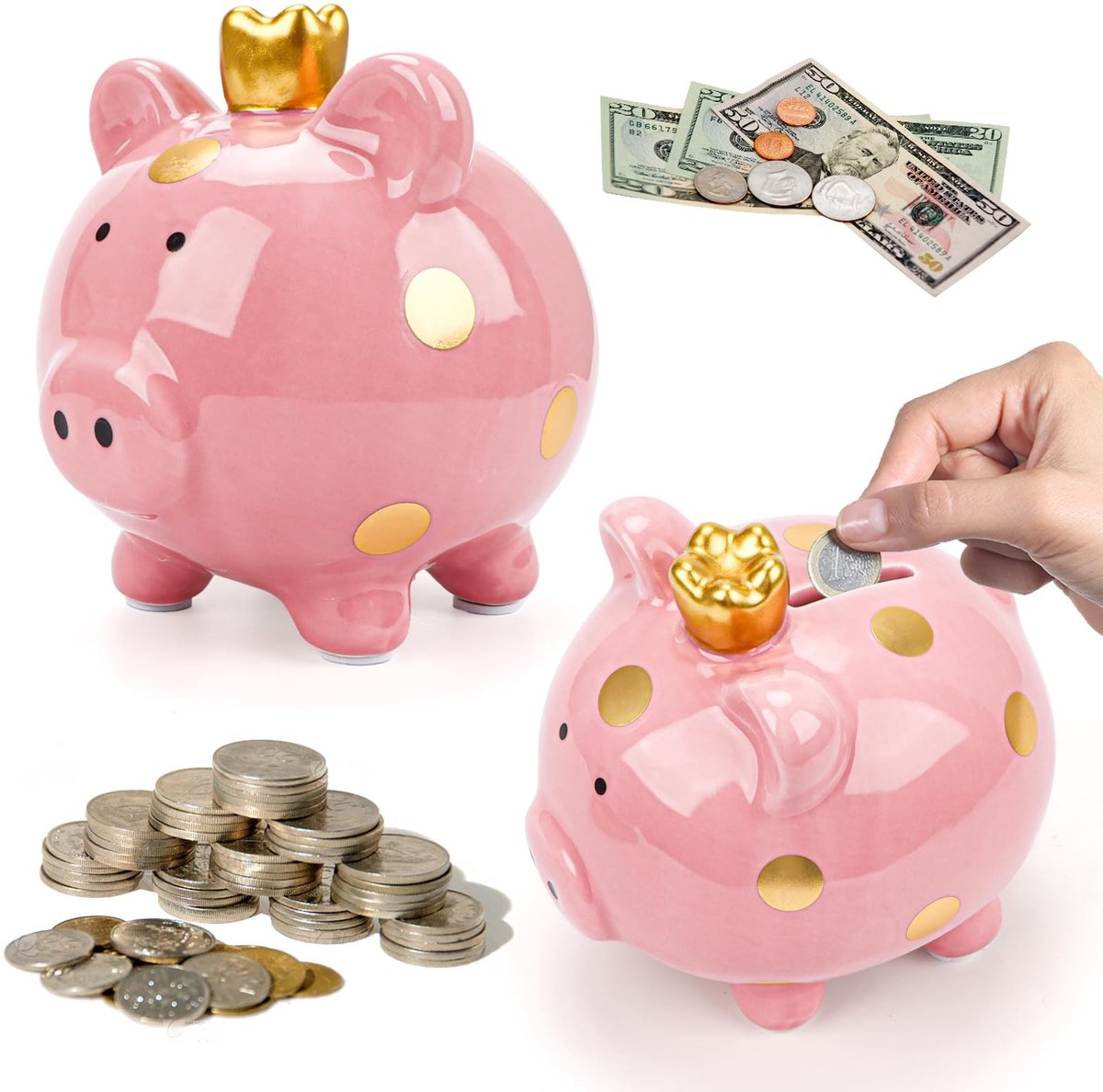 Solidchoice - Roze Spaarpot voor Meisjes met Opening voor Briefjes