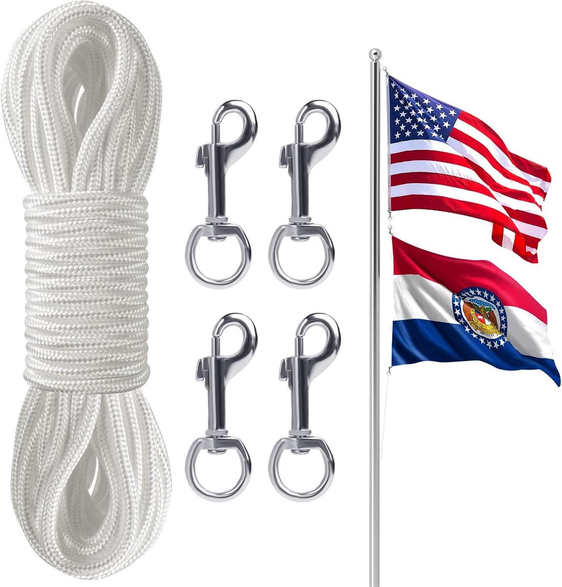 Flagpole Rope 20 m - Nylon Touw - 6 mm Dikte - Voor Buitengebruik - ShopVlot