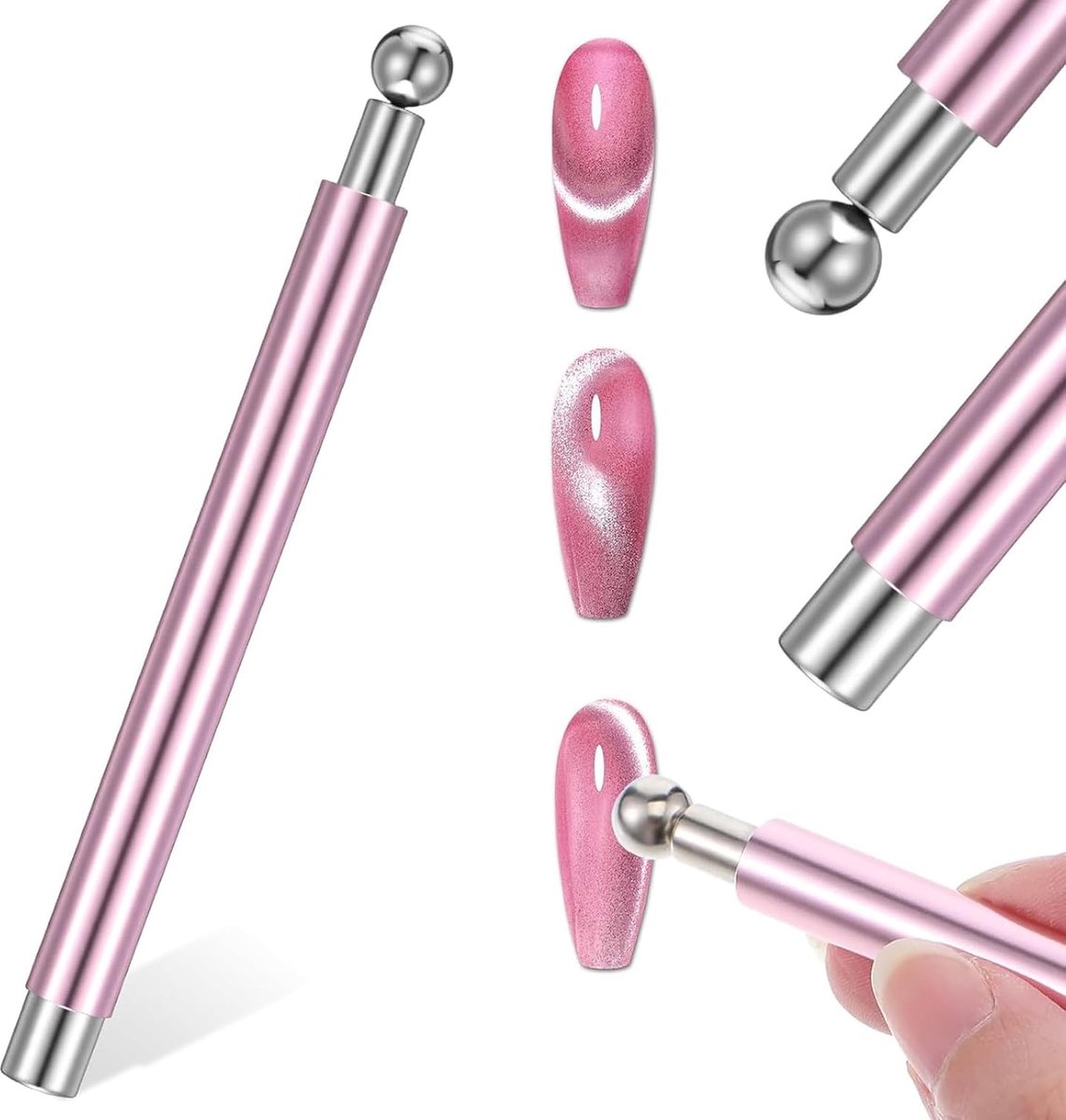 Cat Eye magneet voor nagels - 8 mm bol - dubbele punt - creëert unieke nail-art effecten - ShopVlot