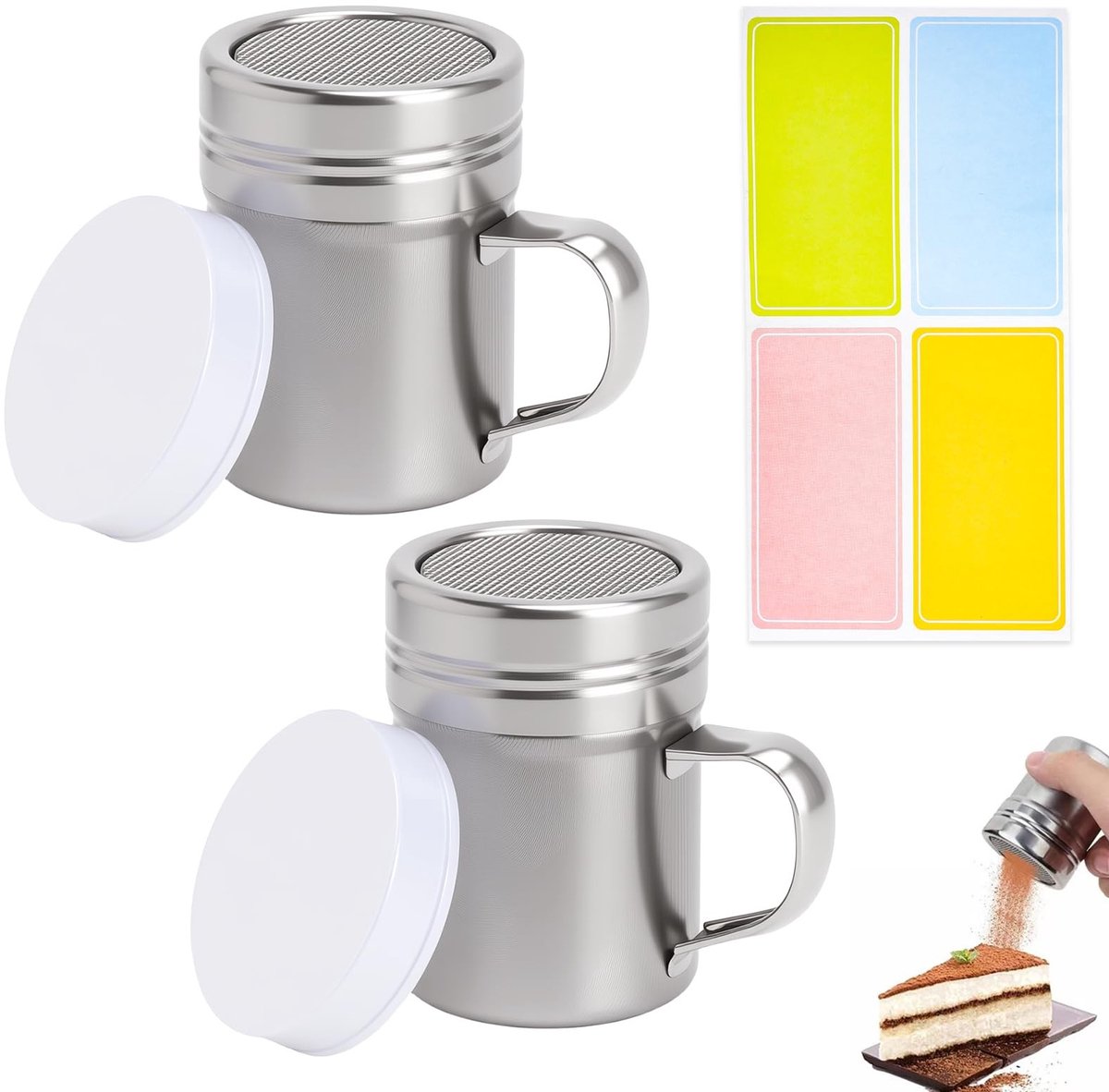 Solidchoice - Set van 2 Poedersuiker Shakers van RVS