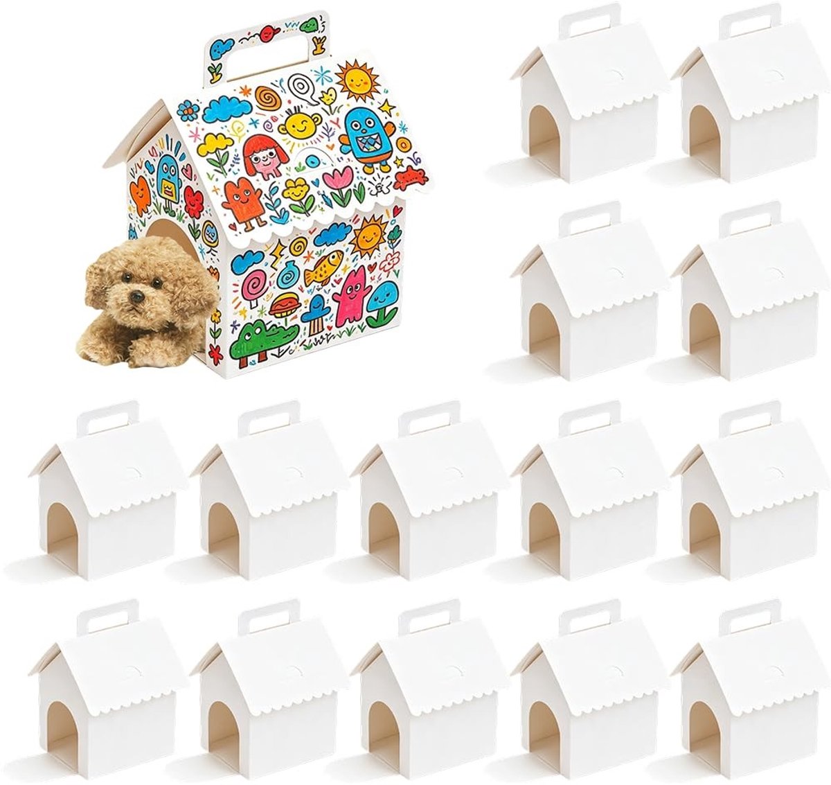 Solidchoice - Set van 15 Geschenktasjes in Huisvorm voor Feestjes