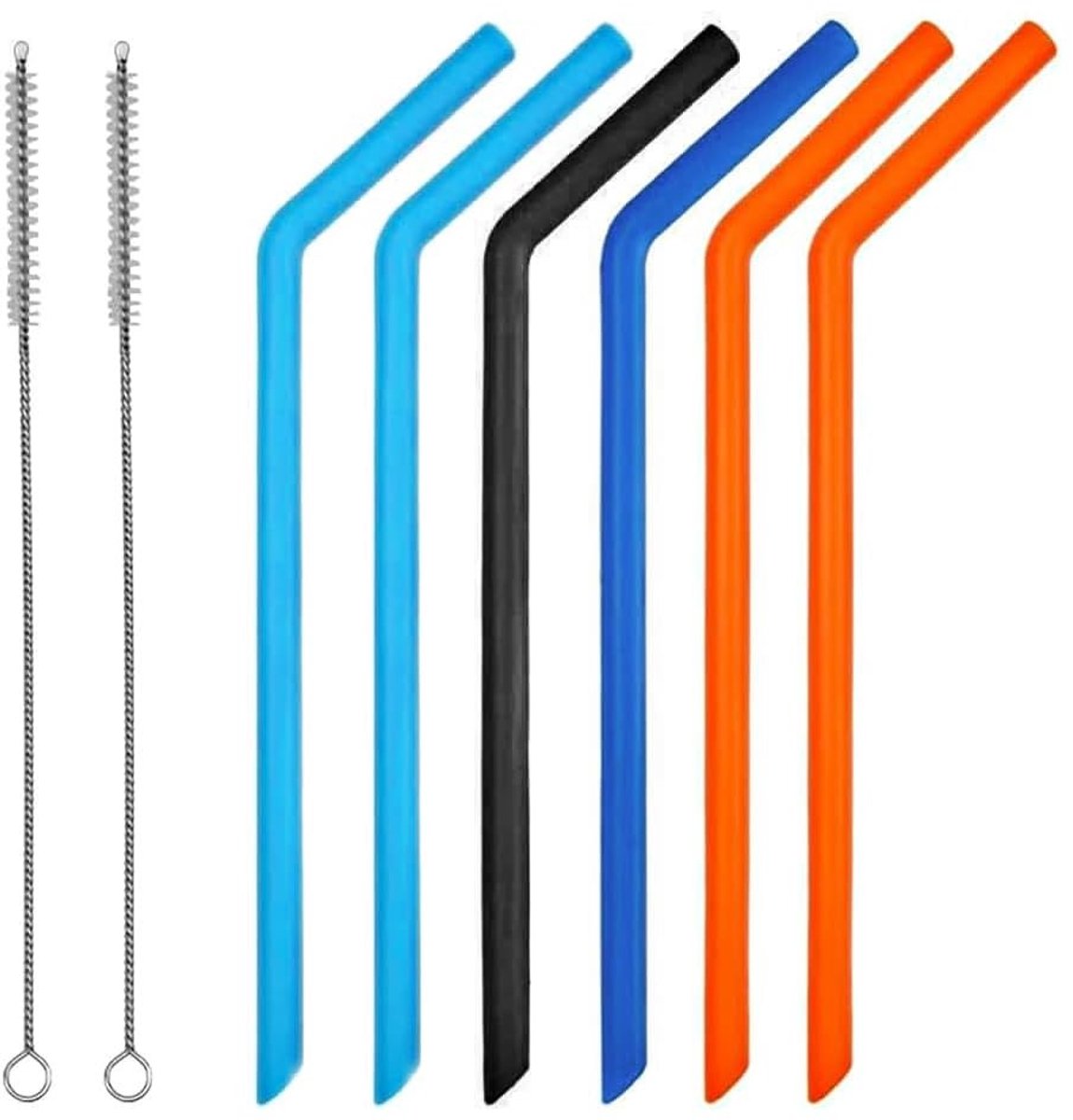 Solidchoice - Herbruikbare Siliconen Rietjes met Borstels - Set van 6