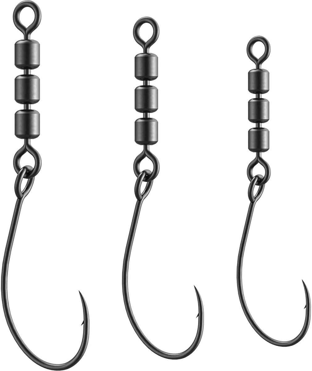 SnelShoppen - 10x Curved Barbed Fishing Hooks - Teflon Rotatie Haak met Triple Swivel - Ideaal voor Forel Vissen, Voorkomt Lijn Twist