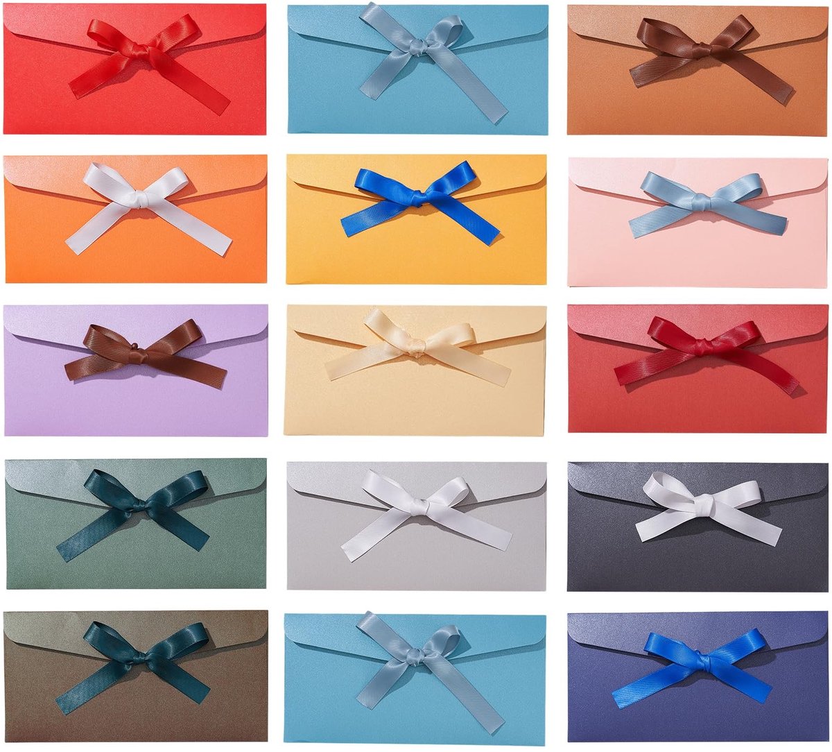 Solidchoice - Set van 15 Glitter Enveloppen met Ribbons