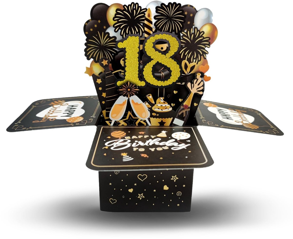 Solidchoice - 3D Verjaardagskaart voor 60e Verjaardag, Zwart en Goud