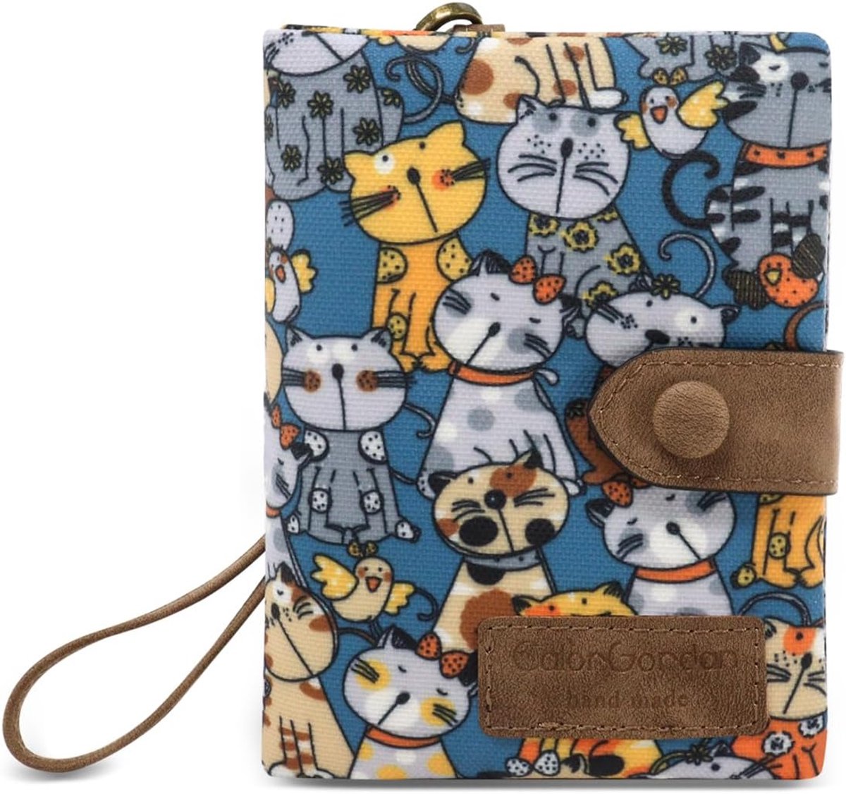 Damesportemonnee met afneembare polsband - lederen kattenprint - 11 kaartsleuven - ideaal cadeau voor kattenliefhebbers - ShopVlot