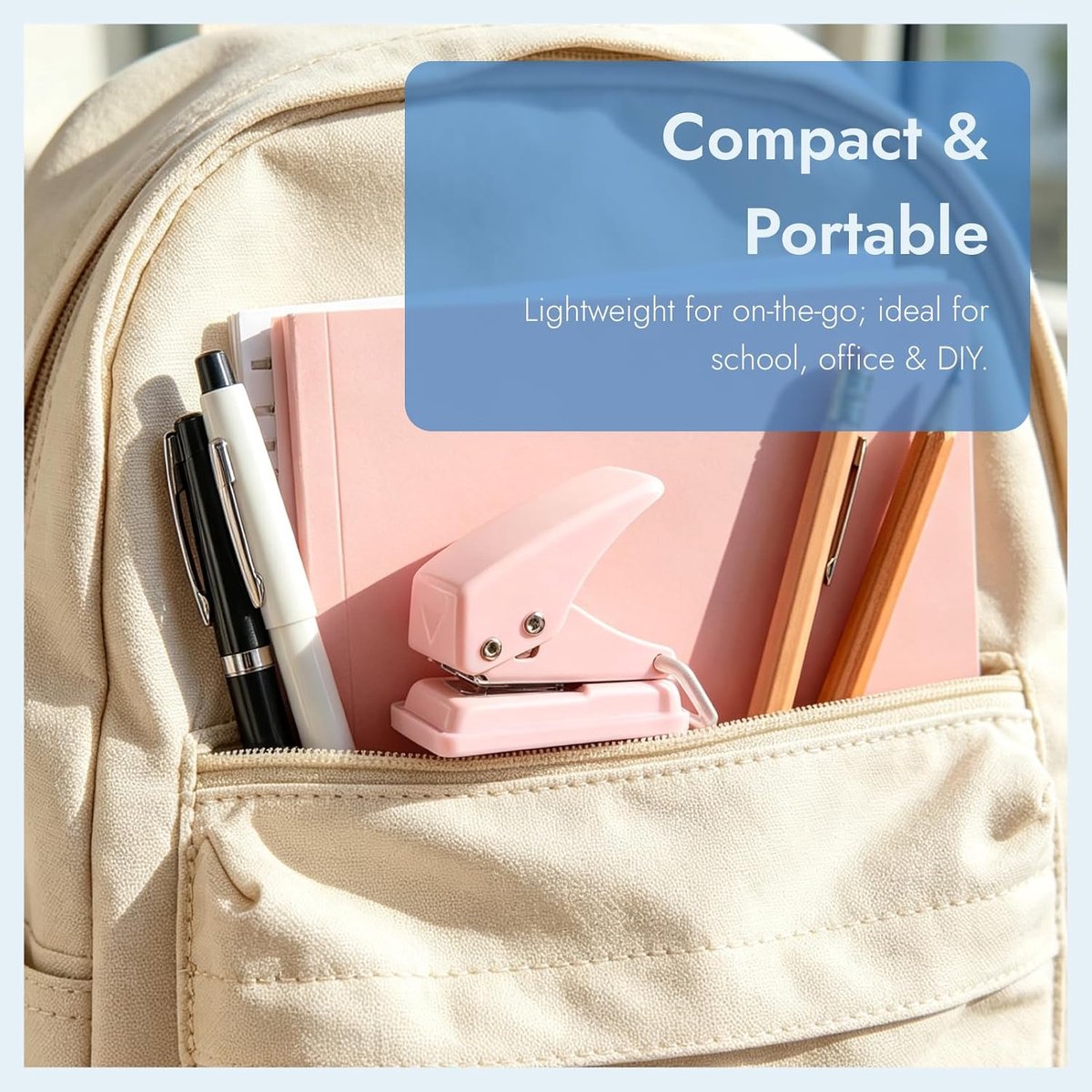 Mini perforator set - 2 stuks in wit en roze - compact ontwerp - ideaal voor school en kantoor - ShopVlot