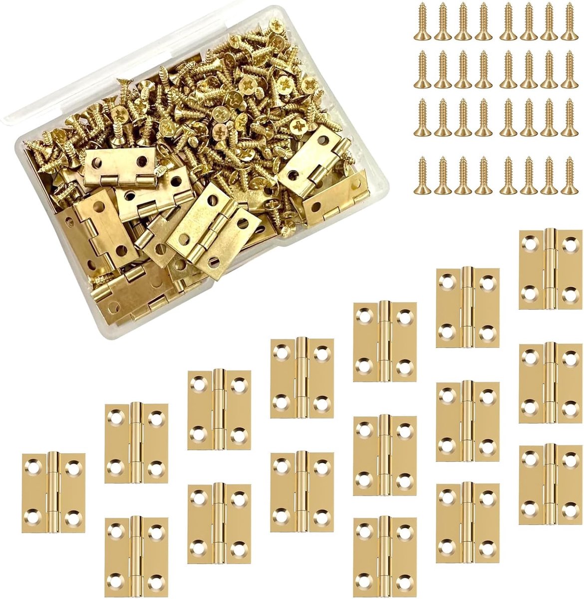 Mini scharnieren 15 x 18 mm - messing modelbouw scharnieren - met 200 schroeven - perfect voor DIY accessoires - ShopVlot