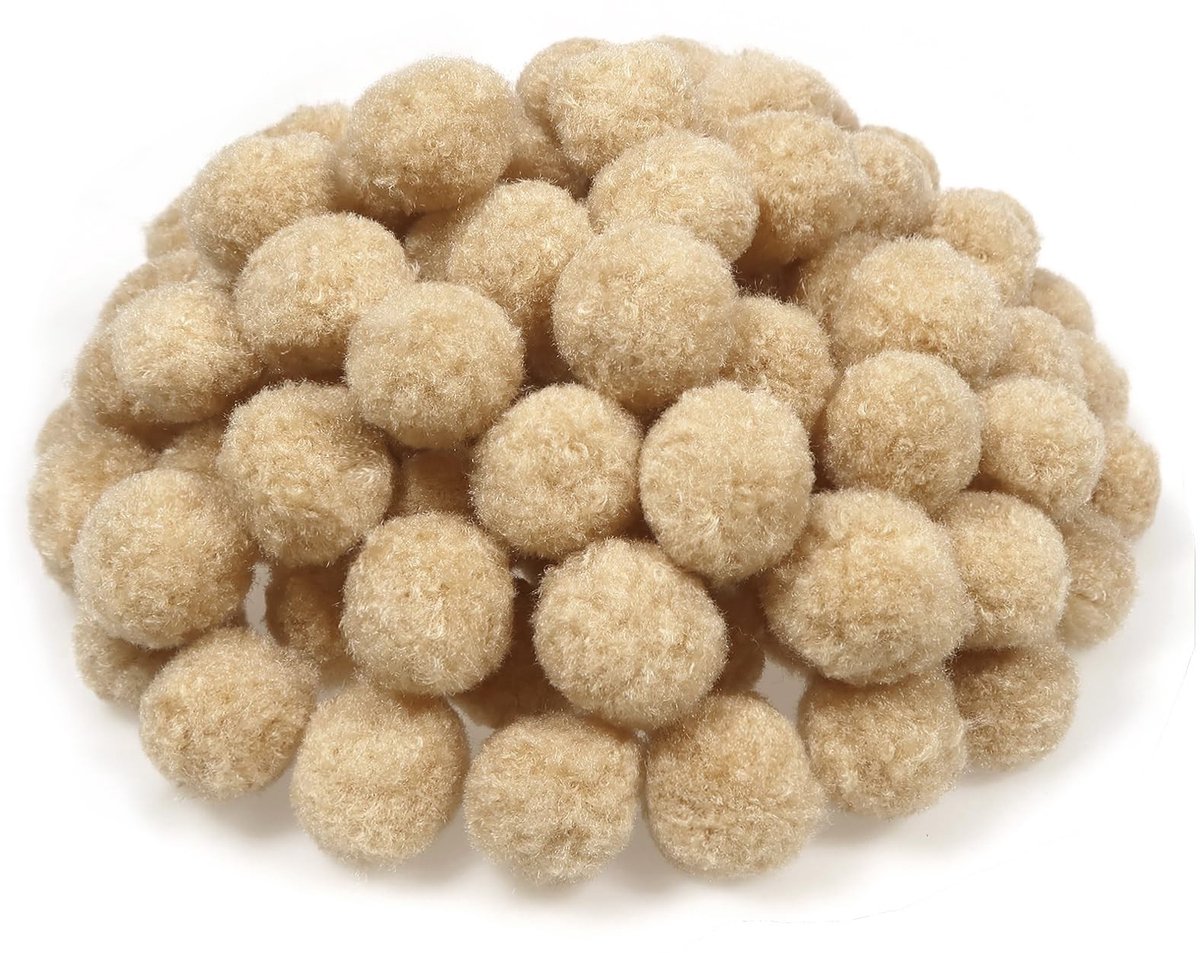 Solidchoice - 300 Stuks Handgemaakte Pompons Lichtbruin 2.5 cm voor Creatieve Projecten