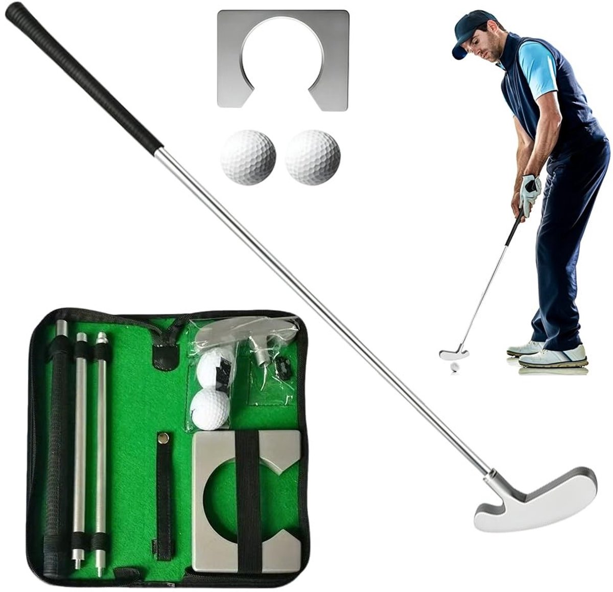 Solidchoice - Oefen Putter Kit met Telescoopstang en Gummiballen