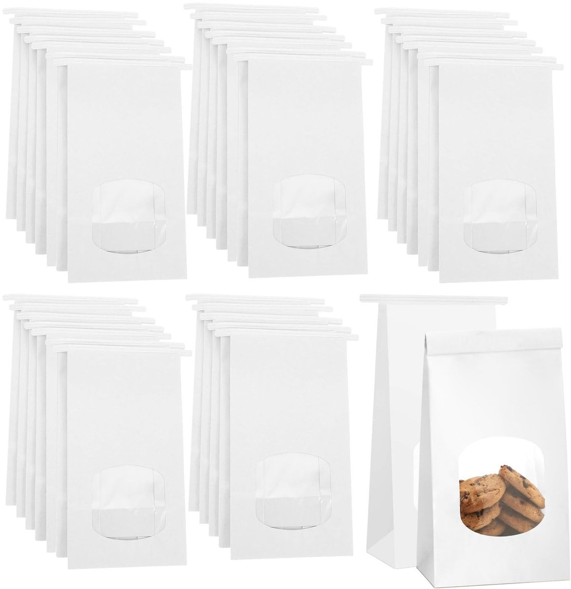 Solidchoice - 30 Stuks Kraftpapieren Broodzakjes met Venster