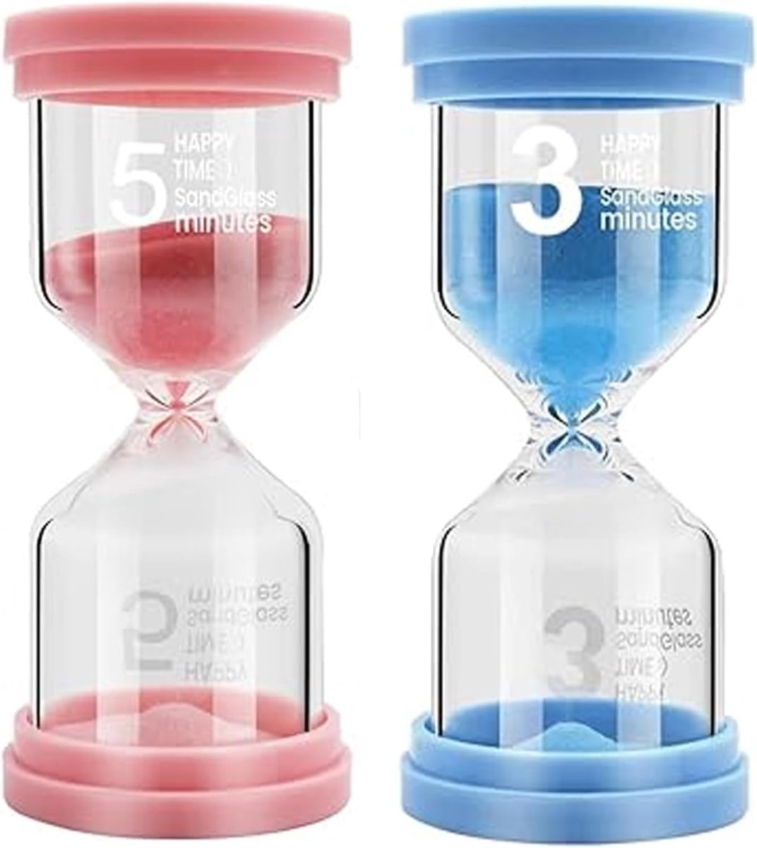 Hourglass Timer for Kids, Glass Timer, Toothbrush Clock, 3 Minutes and 5 Minutes Hourglass Set, Classroom Games - ShopVlot
