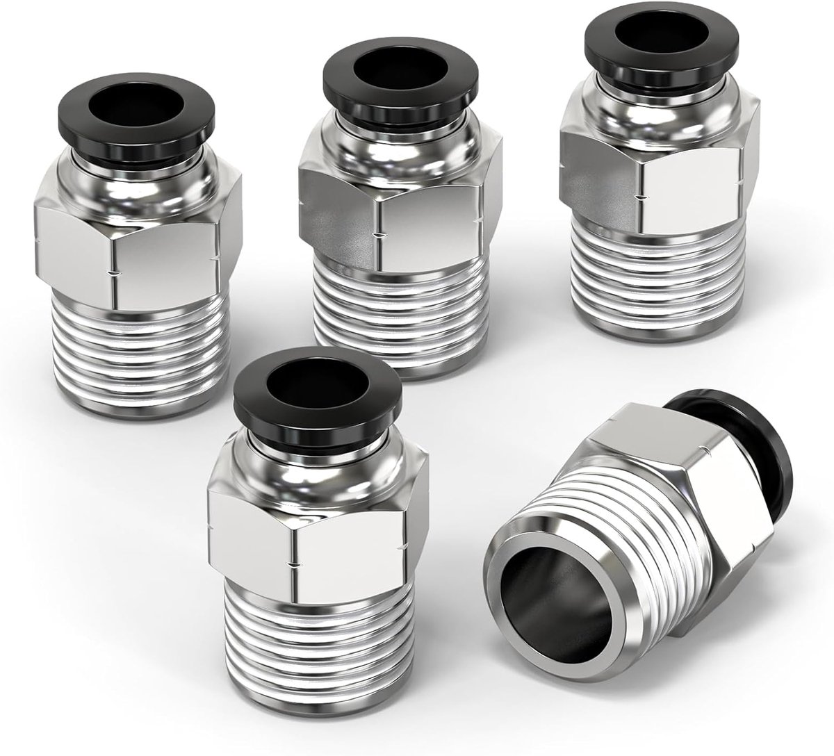 5pcs Male Straight 12MM Tube OD x 1/2" BSP Thread Push to Connect Fittings, Air Push Connect Tool Pneumatic Hose - ShopVlot