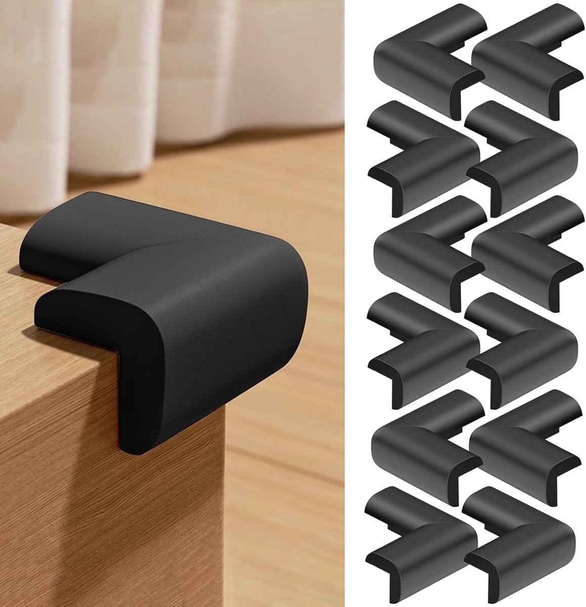 Pack of 12 Rubber Corner Furniture Corner Protectors Rubber with Pre-Installed 3M Double Sided Tape for Table and - ShopVlot