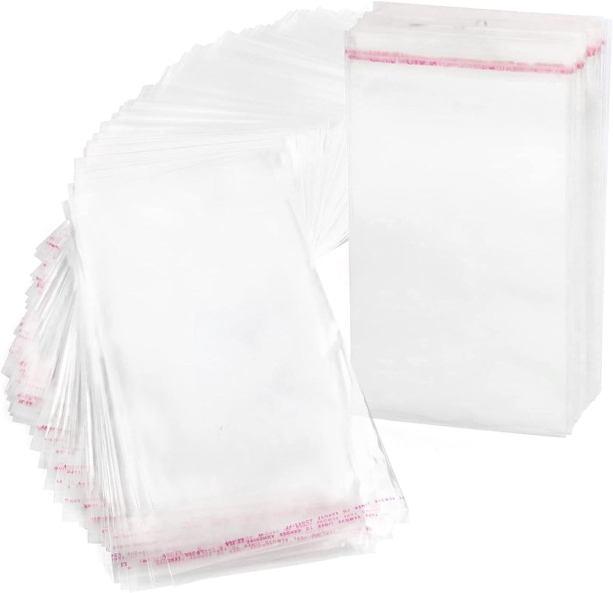 RUBY - Transparent cellophane bags made of plastic, with adhesive closure (200 pcs, 10 x 16 cm) - ShopVlot