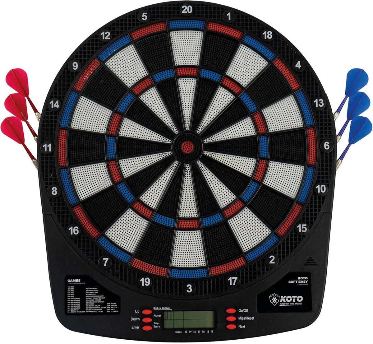 KOTO – Electronic Dart Board Soft Easy (39x2x44.5cm), 6 Soft Darts, 32 Games, More than 590 Variants, Compact and - ShopVlot