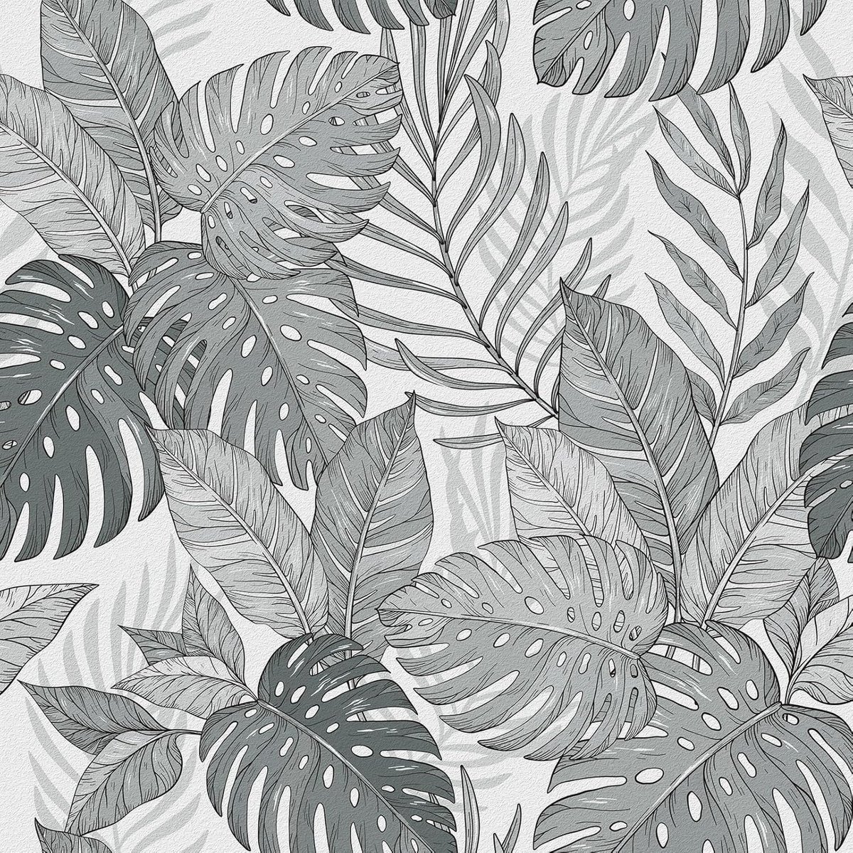 Jungle Wallpaper Grey White Adhesive Film Furniture Pattern Photo Wallpaper Bedroom Furniture Film Self-Adhesive - ShopVlot