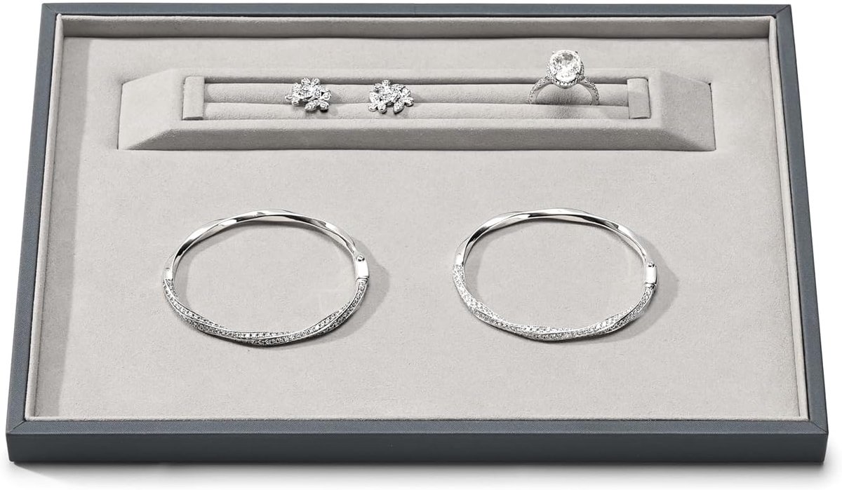 Oirlv Grey Jewellery Box, Jewellery Tray, Multi-Function Plate for Rings, Necklaces, Earrings and Bracelets, Jewellery - ShopVlot