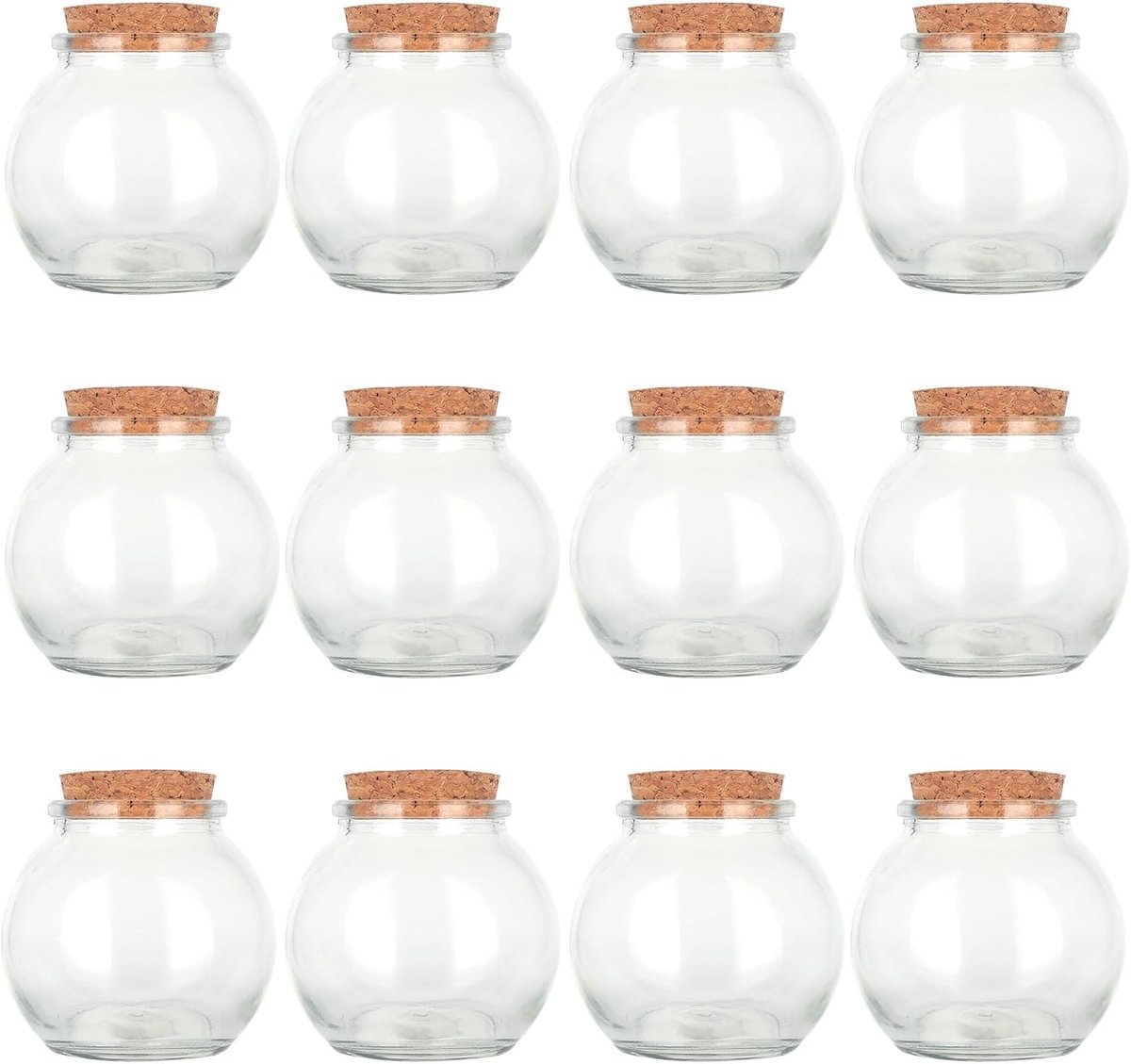Magic Season Decorative Glass Bottles with Cork Stoppers (3.5 fl oz. spherical bottles/12 pieces) - ShopVlot