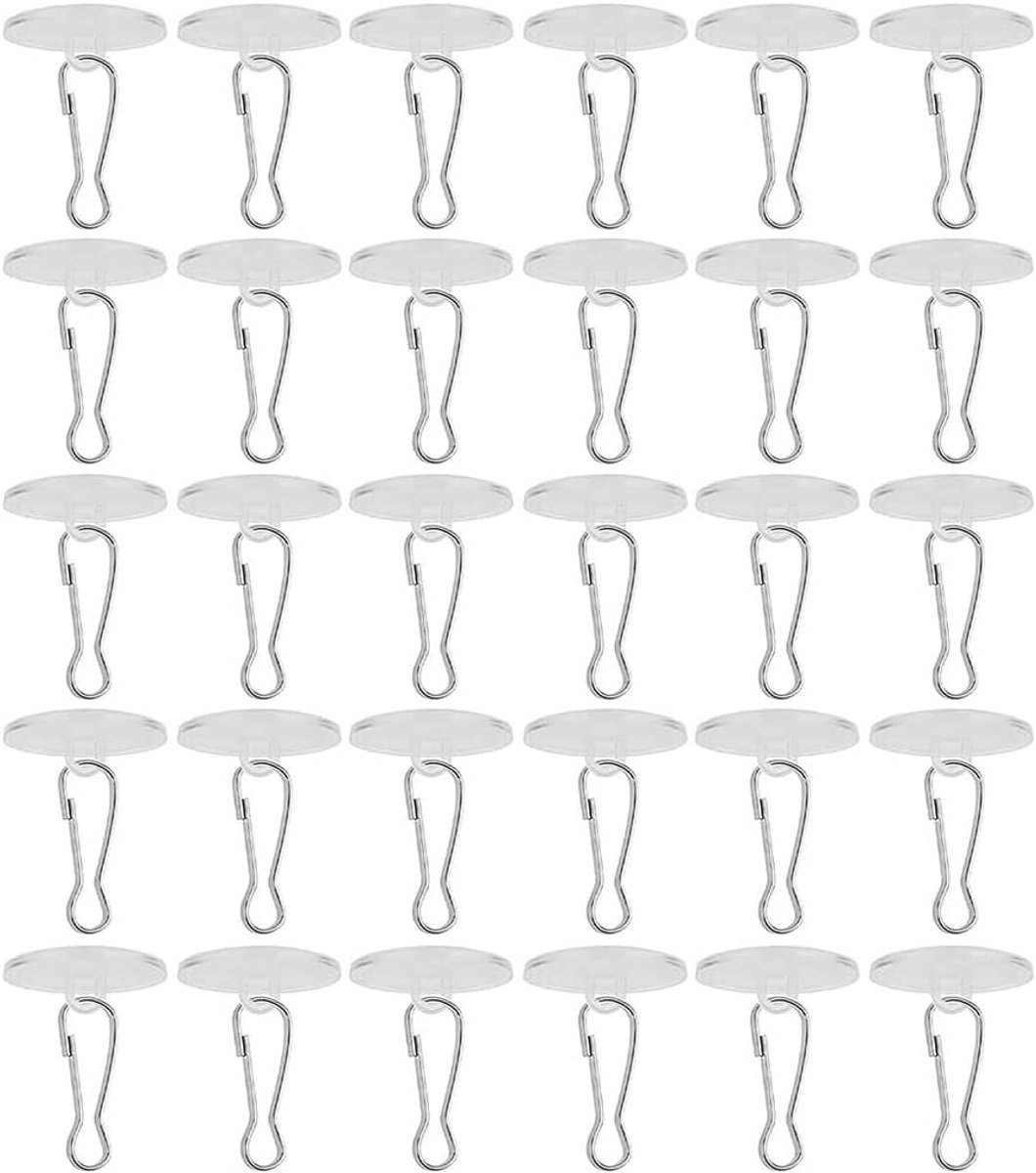 Plafondhaken, zelfklevend, zonder boren, extra sterk, transparant, met 30 vlaggenmast-clips, wandhaken voor - ShopVlot