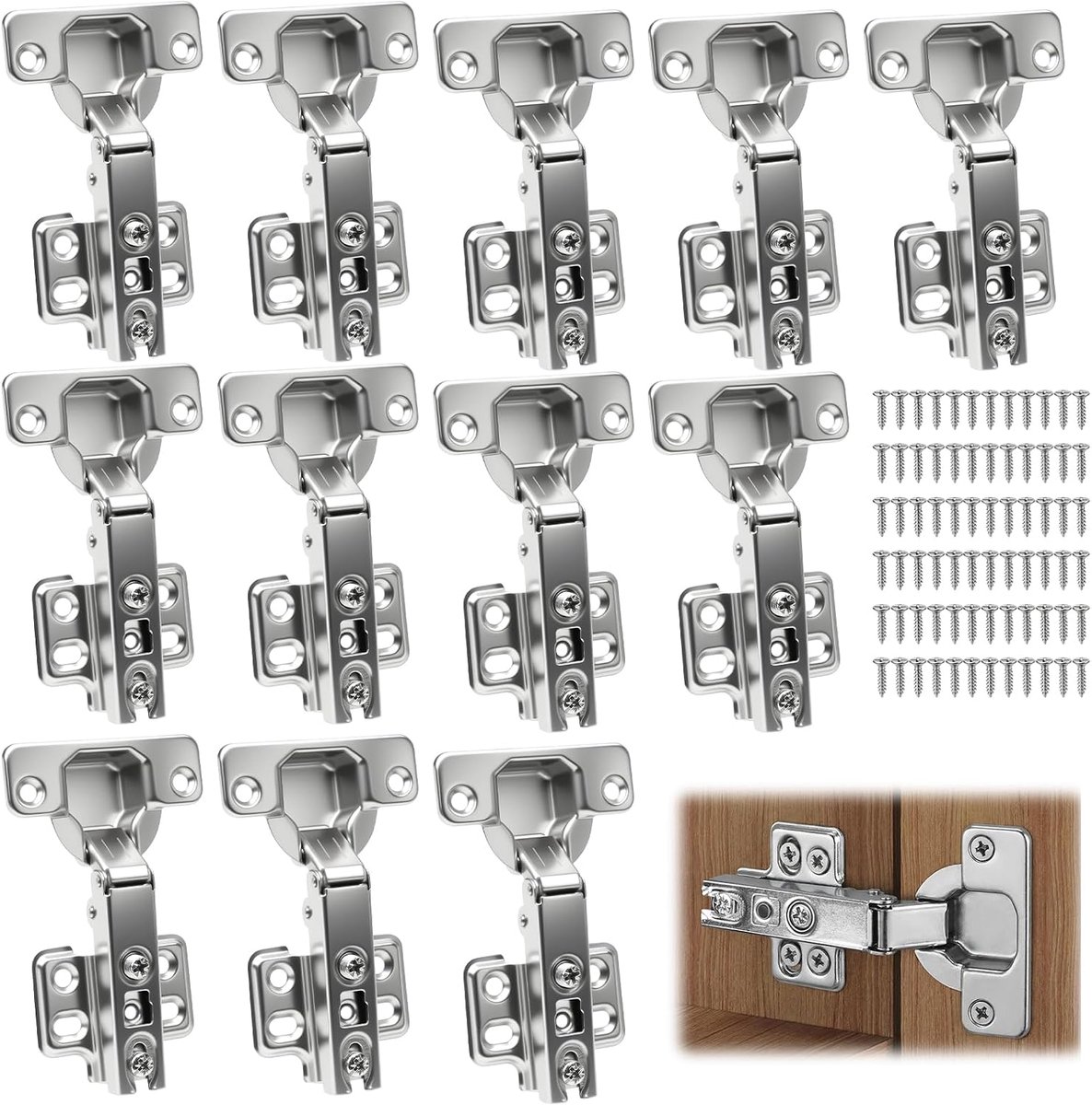 12 Pcs Pot Hinge 35mm Hinges for Cabinet Doors Interior Stop Cabinet Hinge Pot Drill Distance Opening Angle 110° Pot - ShopVlot