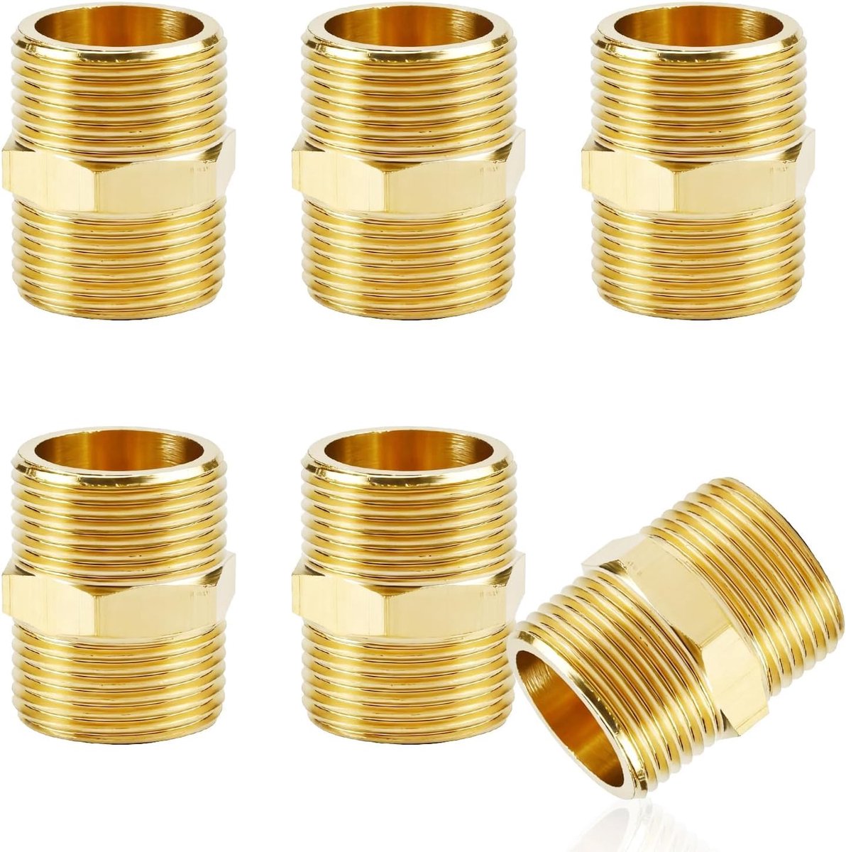 Double Nipple 3/4 Inch (Diameter 25 mm), 6 Pieces Brass Male Thread, Hexagonal Coupling, G3/4 Inch Brass Threaded - ShopVlot
