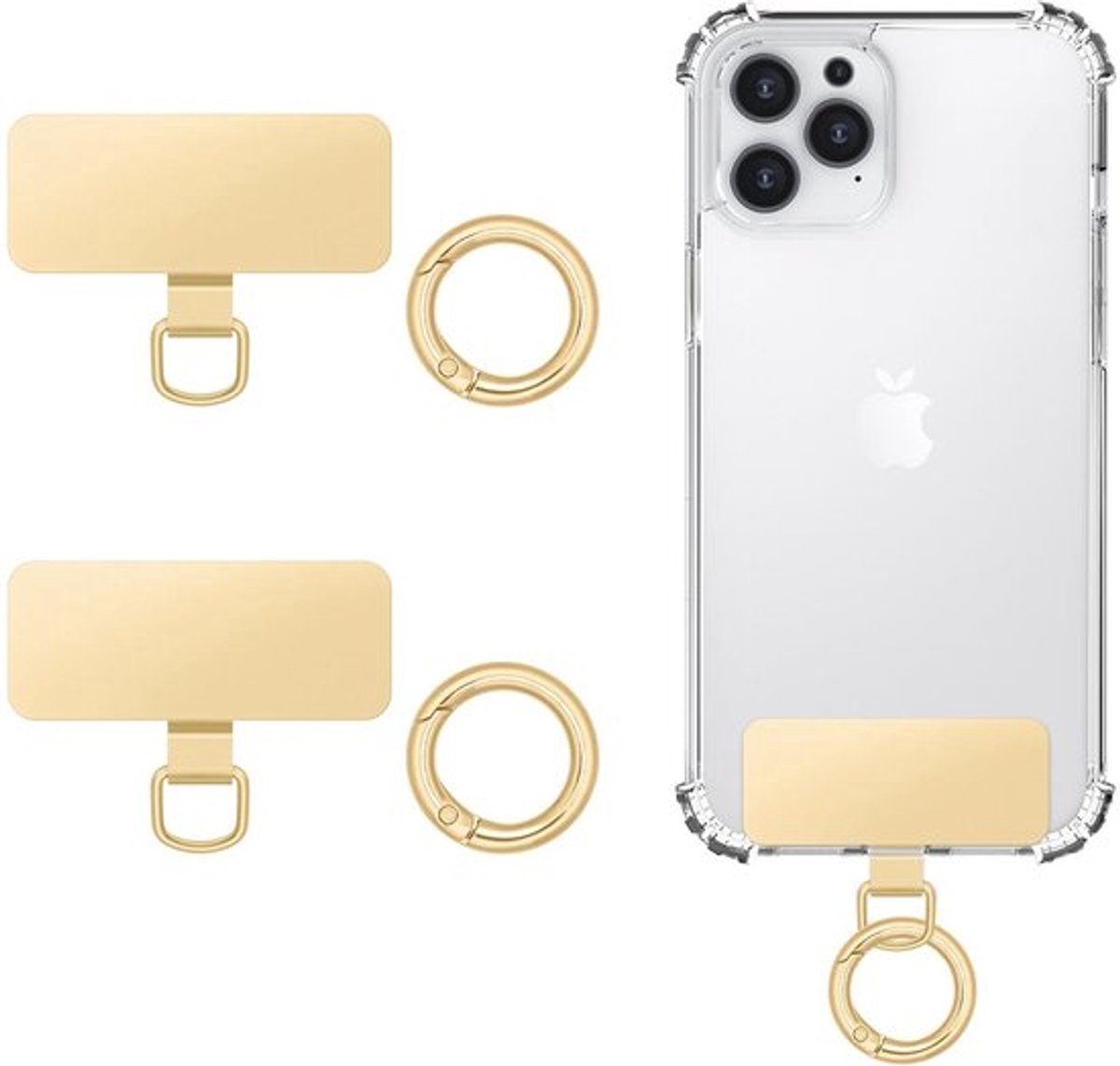 Telefoonkoord Universeel - 2 Stuks - Roestvrij Staal - Veer Ring - Telefoon Lanyard - Schokbestendig - Geschikt voor Volledige Bescherming Cases