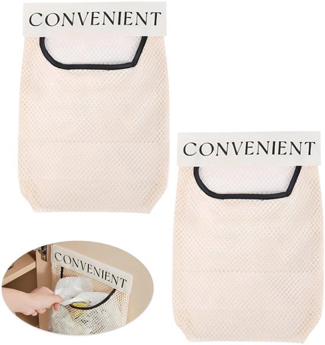 Opbergzakken 2 Stuks - Multifunctioneel - Keukenorganizer - Ruimtebesparend - Zelfklevend - 25 x 4 x 36 cm - Opbergtas
