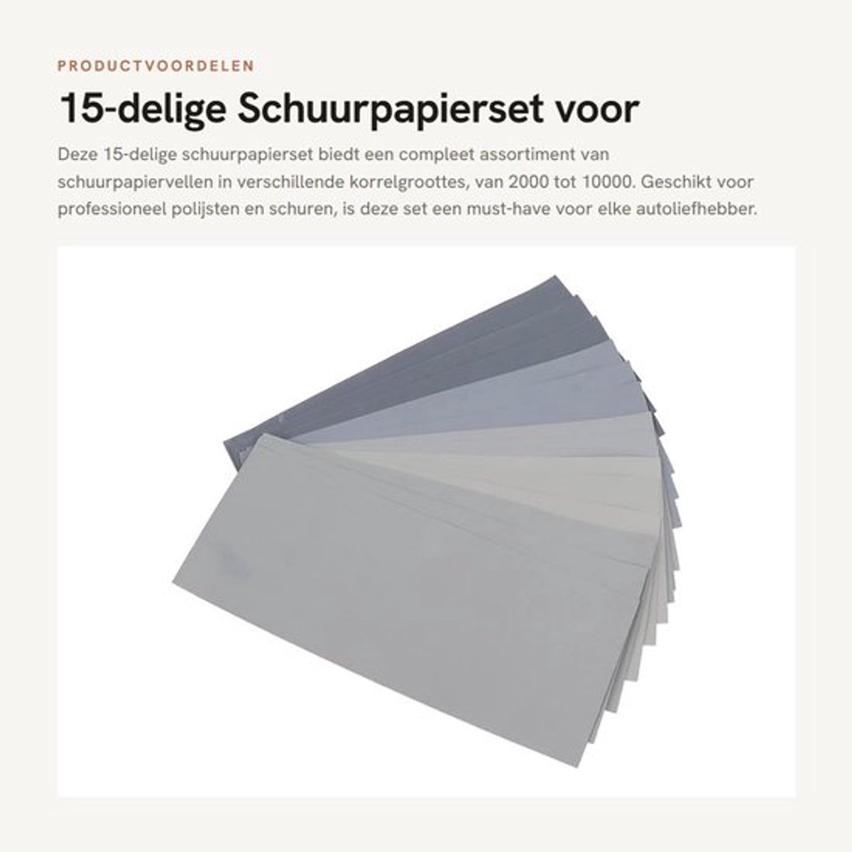 Schuurpapier Professioneel - Schuurpapierset 15-delig - Siliciumcarbide - Polijstpapier 2000/3000/5000/7000/10000 - Lichtgewicht - Slijtvast