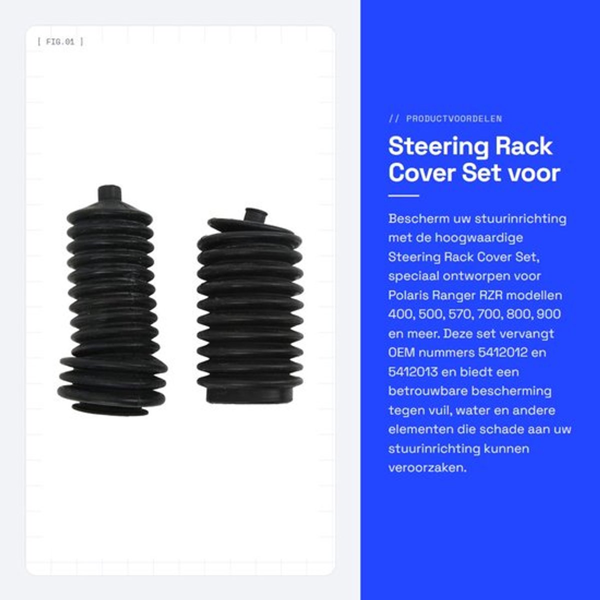 Stuurinrichting Beschermers - Rubber Beschermhoezen - Vervanging voor Polaris Ranger RZR 400/500/570/700/800/900 - Schokbestendig - Waterdicht - Duurzaam Materiaal - Stuurinrichting Hoes