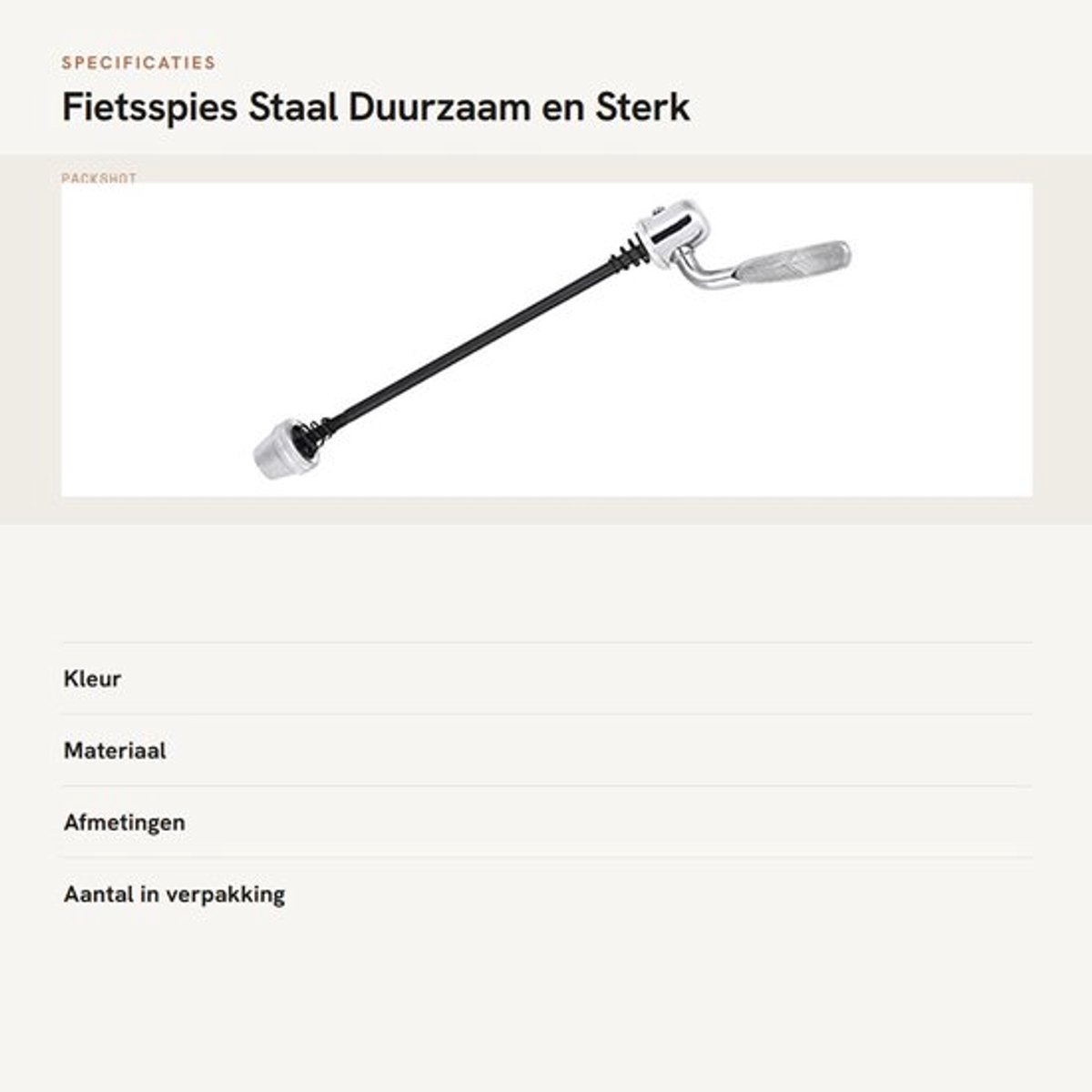 Achteras Roestvrij Staal - Fietsspies - Compact - Sterk - Duurzaam - 165 mm Lengte
