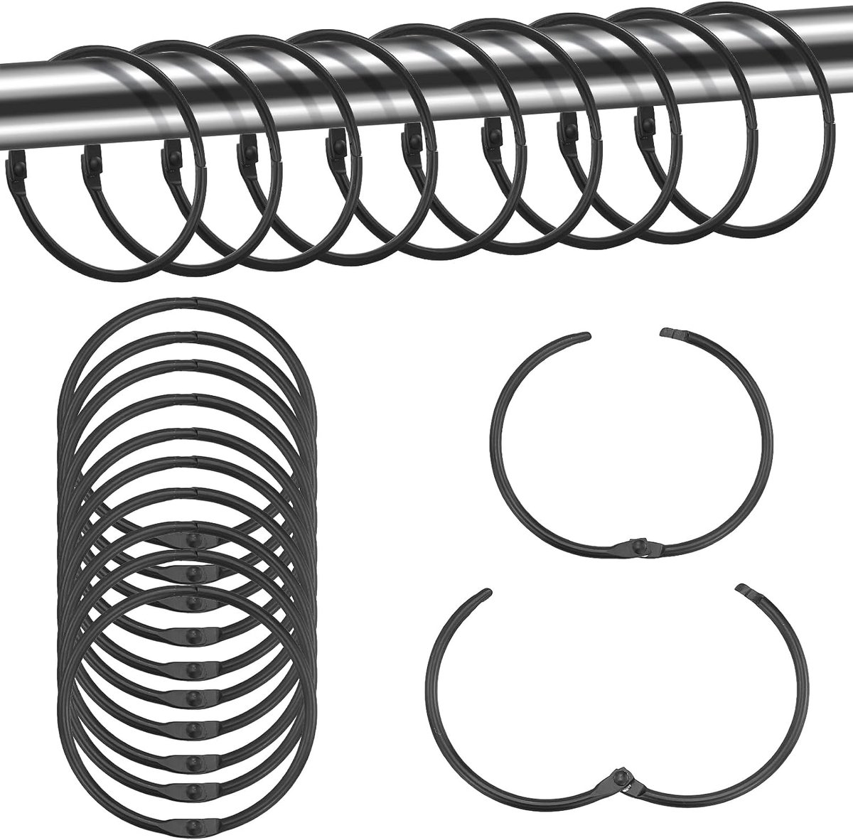 Gordijnringen 50mm - metalen ringen - stevig en duurzaam - ideaal voor gordijnen en douchegordijnen - ShopVlot