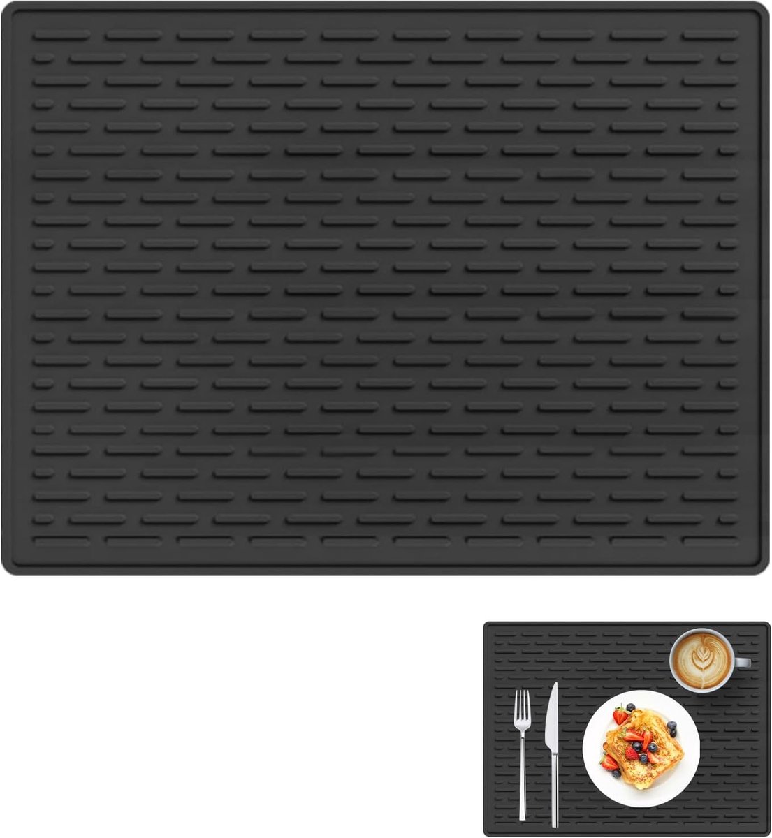 Siliconen mat 40 × 50 cm - multifunctioneel - zwart - ideaal als droogpad voor gootsteen - ShopVlot