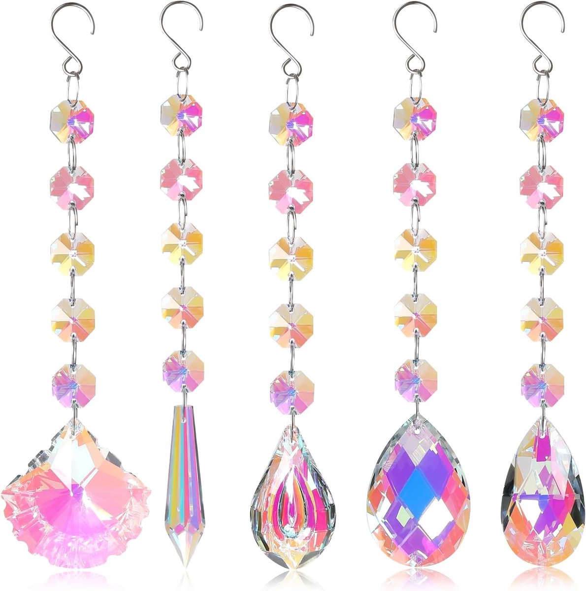Zonvanger set van 5 - Kristal - Voor binnen en buiten - Creëert kleurrijke lichtreflecties - ShopVlot