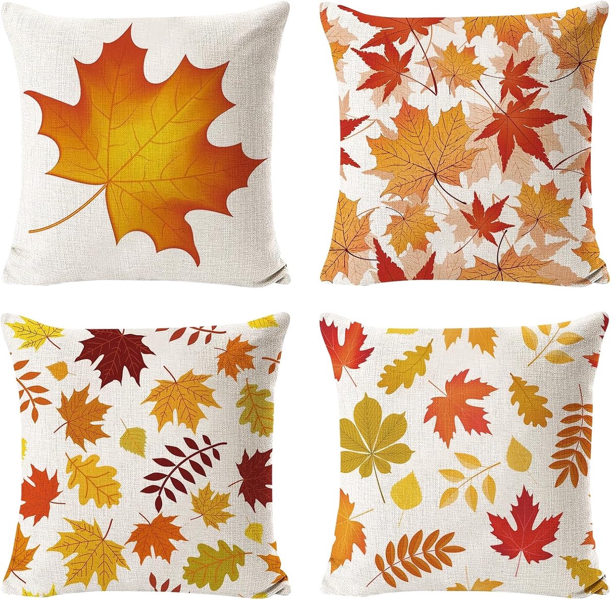 Cushion covers 45 x 45 cm - linnen - herfstmotief - sfeervolle decoratie voor je bank - ShopVlot