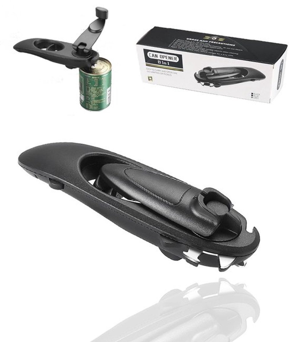 Blikopener 8-in-1 - Multifunctionele Flesopener - Veilig voor Kinderen - Artritisvriendelijk - Roestvrij Staal - 19 cm Lengte