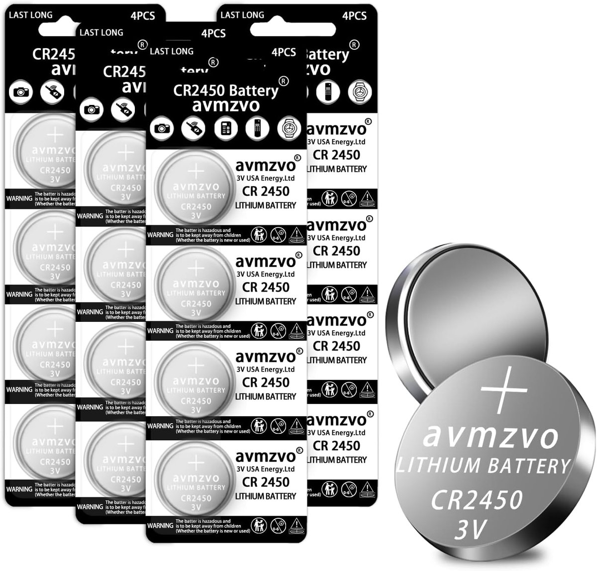 CR2450 button cell 3V lithium button cell batteries CR 2450 batteries pack of 16 - ShopVlot