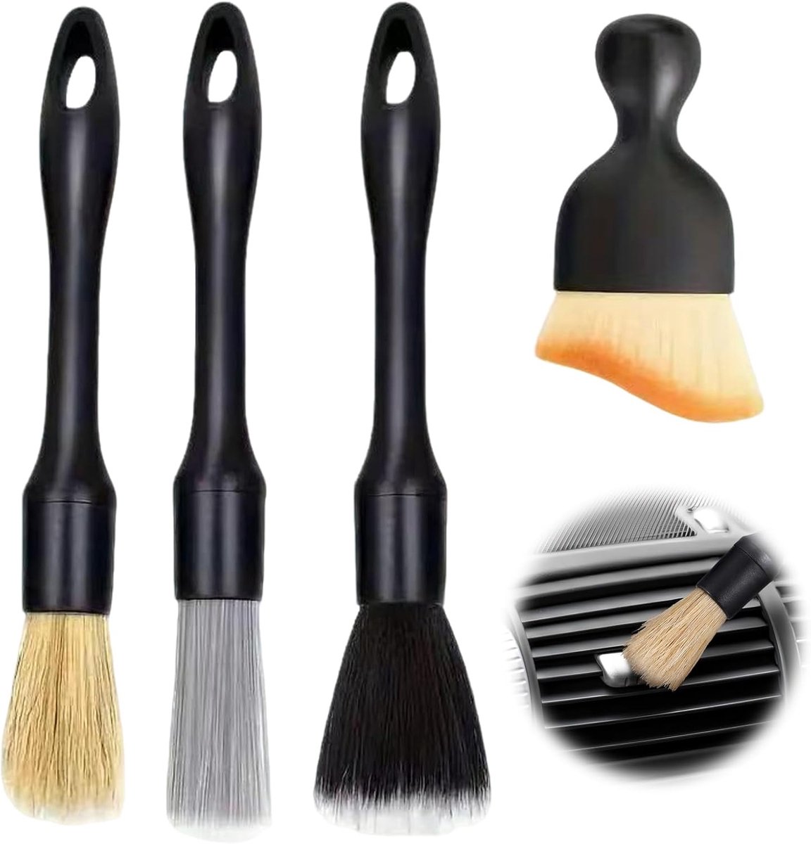 4pcs Detailing Brushes Car Rim Cleaner Brush Cleaning Brush Car Dust Brush Rim Brush Rim Brush for Motorcycle Wheels - ShopVlot