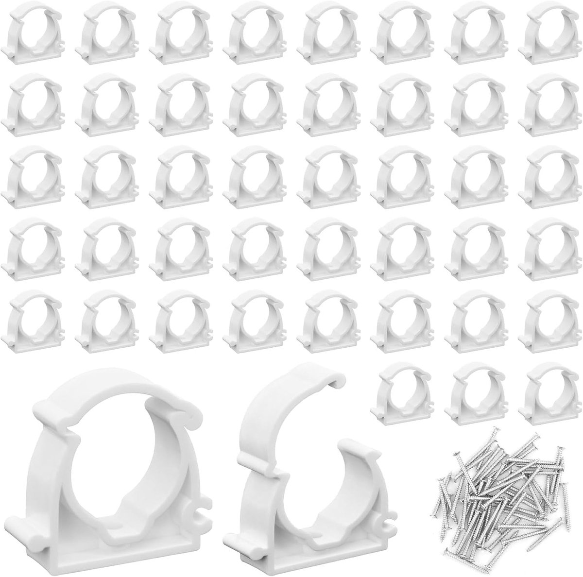 50 stuks plastic bevestigingsklemmen, binnendiameter 25 mm, voor keuken, zwembad, badkamer, vijver, buisbevestiging - ShopVlot