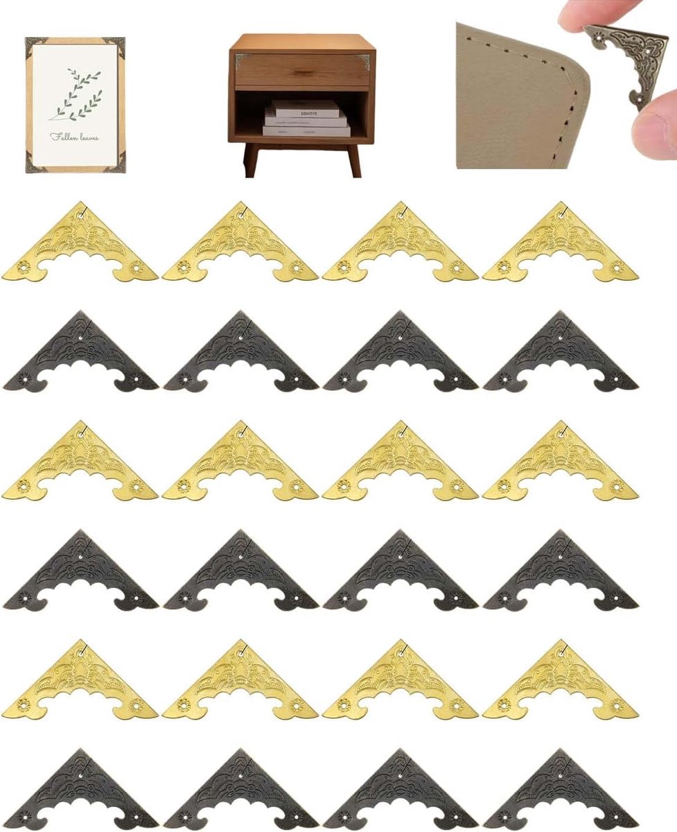 24 stuks randbescherming van metaal in vleermuisvorm, retrostijl, decoratie voor hoeken van metaal, antiek brons en - ShopVlot