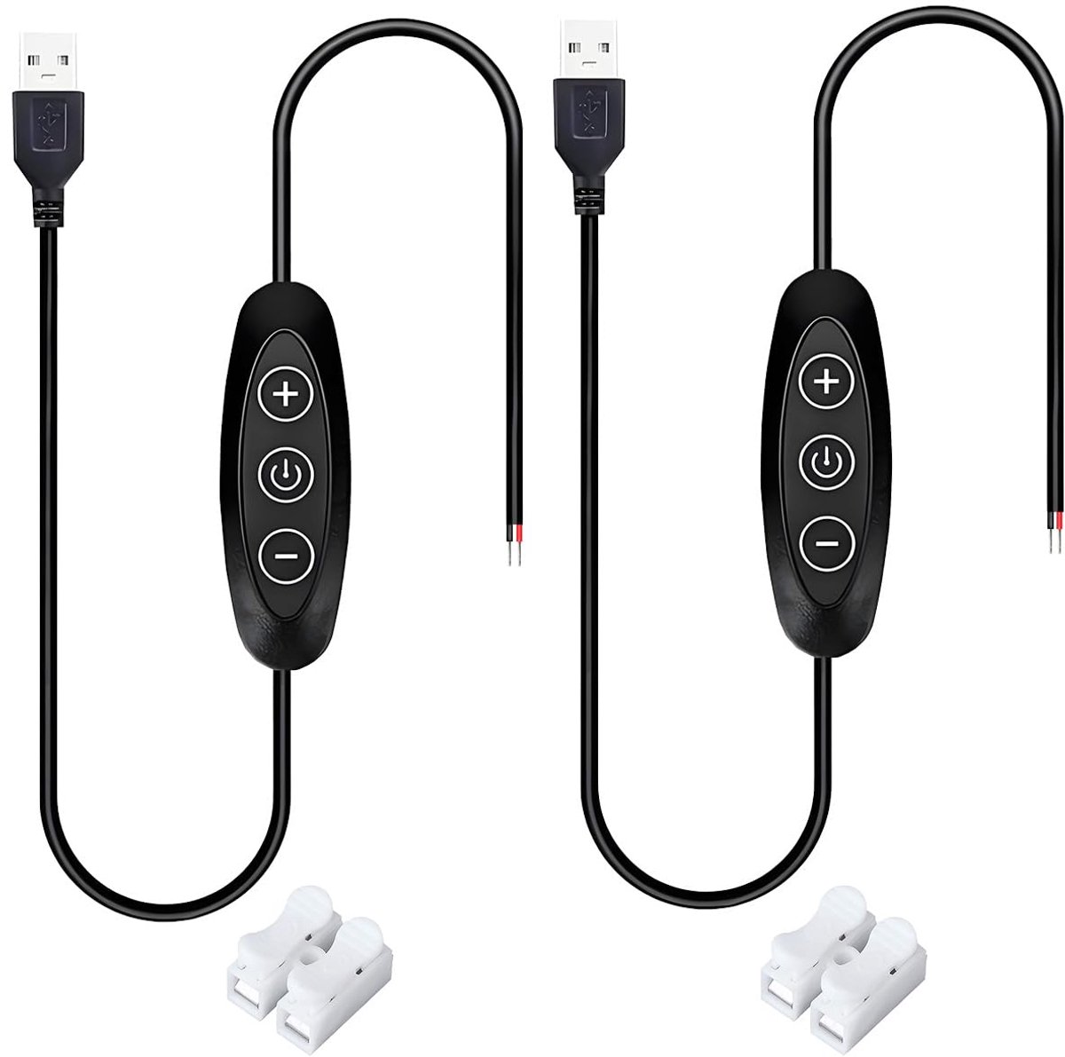 2 stks 5V USB Dimmer Schakelaar Zwart 3-knops 10 helderheid niveaus 10% tot 100% met Geheugen Functie Rode en Zwarte - ShopVlot
