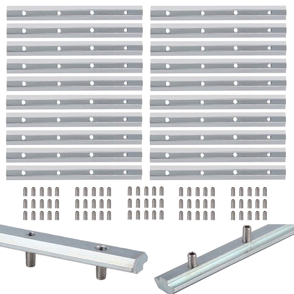 EYPINS 20 pieces 4040 4080 long nuts, 4 holes, inner connectors for 30 slots profiles 8 mm M6 straight connections 180 - ShopVlot