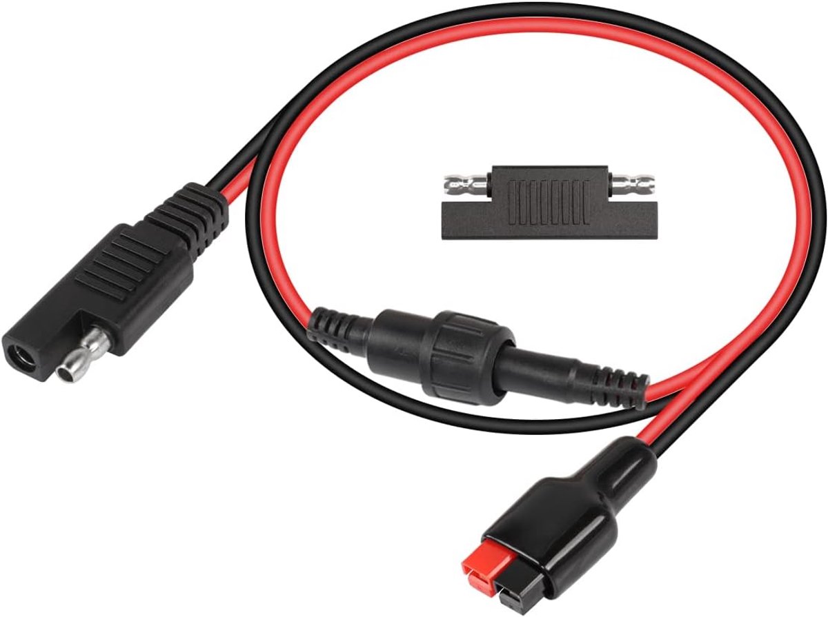 CERRXIAN 0.5m 18AWG SAE Male to Solar Panel Connector Power Pole Port Cable with 5A Fuse & SAE Polarity Reverse - ShopVlot