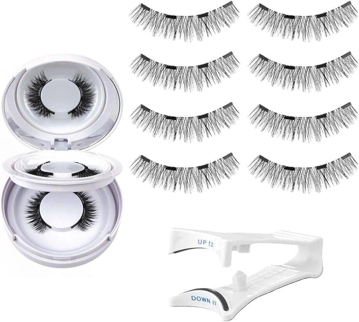2 paar magnetische wimpers, draagbare magnetische wimpers, natuurlijke look met applicator, geen lijm nodig - ShopVlot