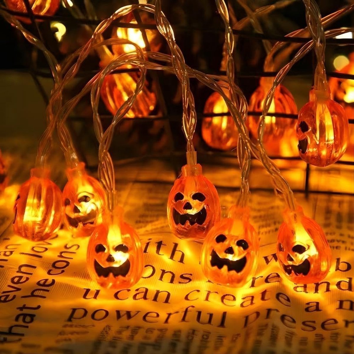 Halloween pumpkin fairy lights, 3 m, 20 LEDs, IP65, waterproof, Halloween decoration, home, Halloween, Christmas - ShopVlot