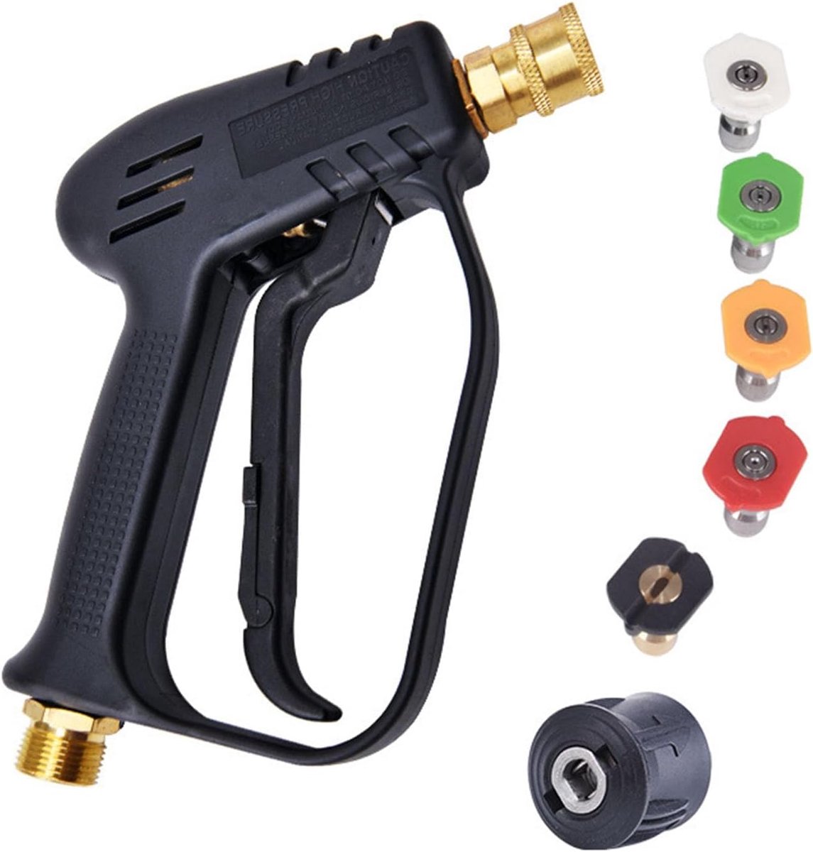 Hogedrukreiniger-pistool, M22 (14 mm) binnendraad, hogedrukwaspistool met 5 spuitmonden voor Karcher snelaansluiting - ShopVlot