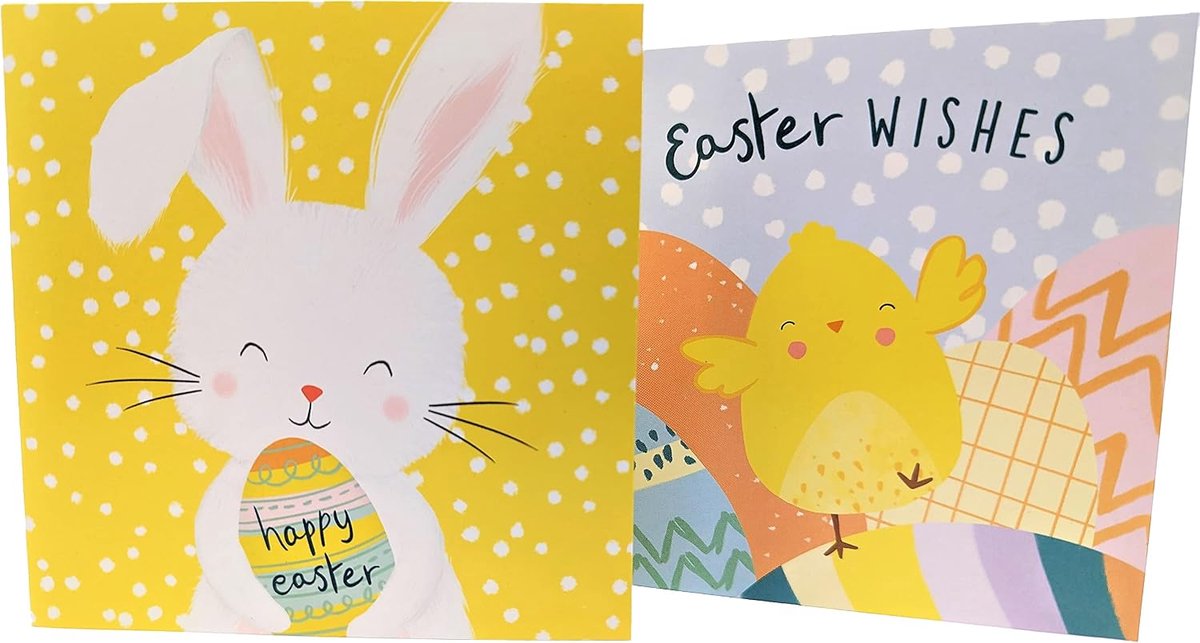 8x Happy Easter Greeting Cards with Envelopes (Bunny & Chick Cards) - ShopVlot