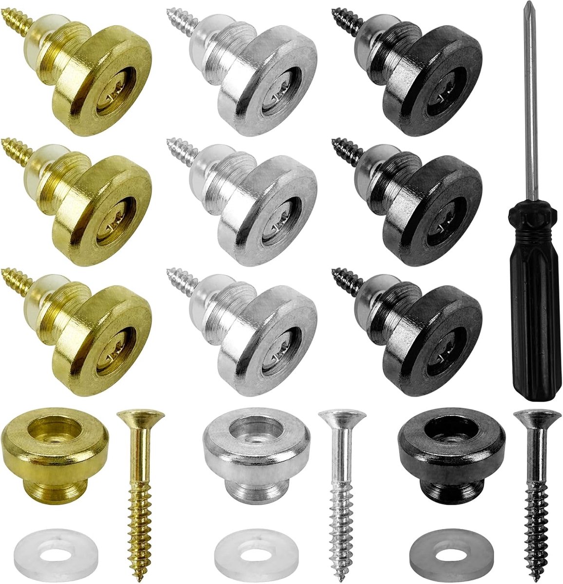 12Pcs Guitar Strap Locks Guitar Strap Button Lock Pins Metal End Pins Anti Slipping Guitar Strap Lock Parts - ShopVlot